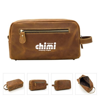 Toilet Genuine Leather Large Capacity Storage Bag