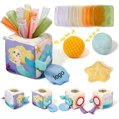 Baby Tissue Box Toy for Babies 6-12 Months Montessori Sensory Busy Cube Toy