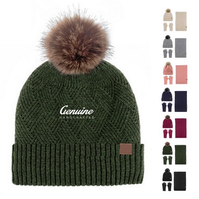 3Pcs Winter Wear Beanie Set