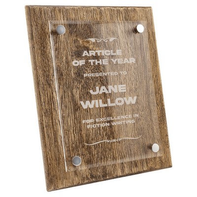 Barnwood Floating Glass Plaque, 8 x 10"