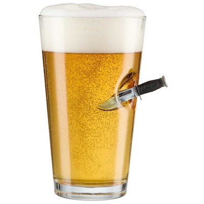 Combat Knife Embedded Pint Glass