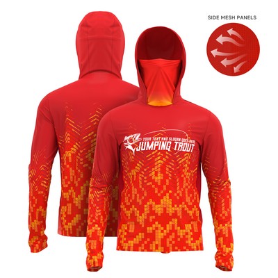 Men's 180 GSM Sunproof UPF 50+ Fishing Hoodie T-Shirt With Neck Gaiter