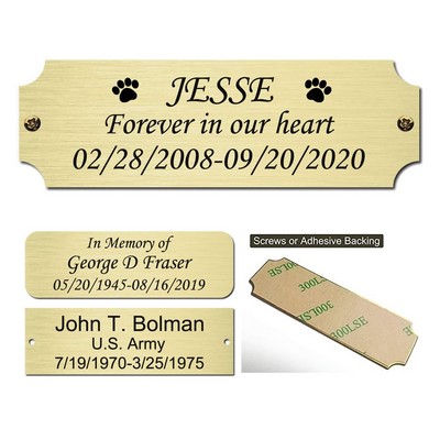 3" W x 1" H Personalized Etched Gold Name Label Art Tag