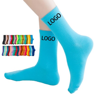 Women's Round Neck Casual Sports Cute Calf Socks