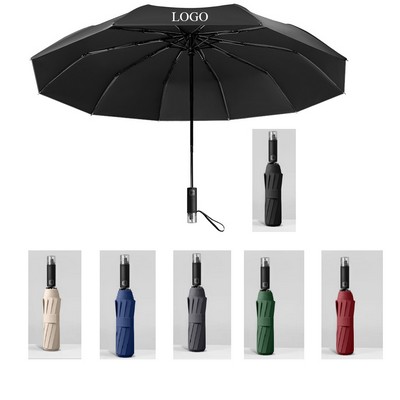 Triple-fold Automatic Umbrella With Safety Window Breaker