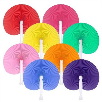 Plastic Folding Paper Fans, Colorful & White Heart Shape Hand Fans for Wedding Party Decoration