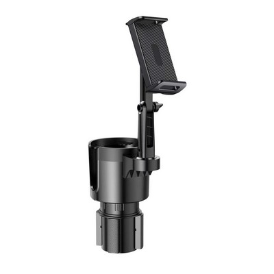 2In1 Durable Abs Car Cup Holder Organizer W/ Adjustable Phone Holder Mount