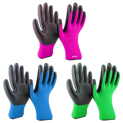 Wear-Resistant Nitrile Dipped Nylon Work Gloves with Non-Slip Grip