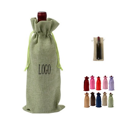 Burlap Wine Bottle Gift Bag with Drawstring Closure