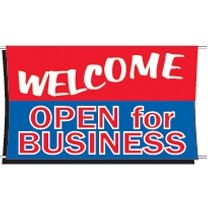 Heavy-Duty Scrim Catch All Banner (Welcome Open For Business) (3' x 5')