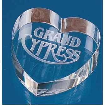 Optical Crystal Heart Paperweight