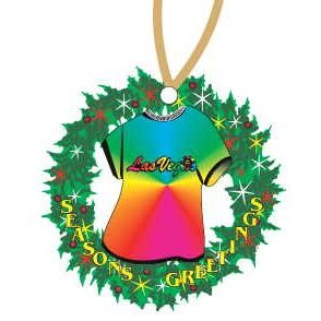 LV w/ Poker Chip T-Shirt Promotional Wreath Ornament w/ Black Back (4 Square Inch)