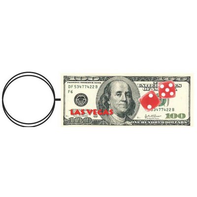 Las Vegas Dice $100 Bill Key Chain w/Clear Mirrored Back (4 Square Inch)