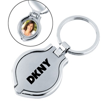 Round Photo Frame with Mirror Keychain