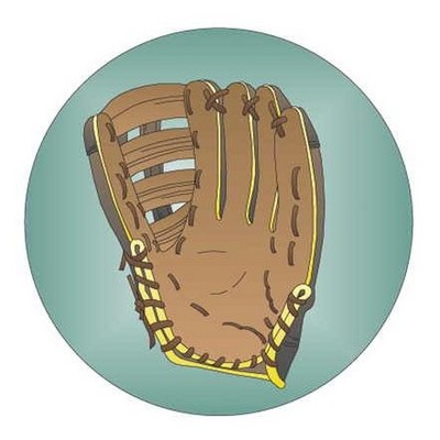Baseball Glove Round Badge w/ Bar Pin (2.5" Diameter)