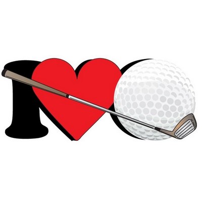 I Love Golf Promotional Magnet w/ Strip Magnet (3 Square Inch)