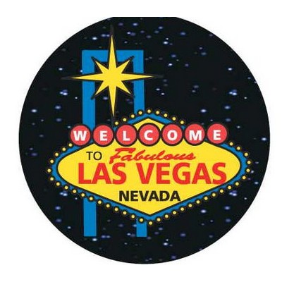 Las Vegas Sign Round Badge w/ Bar Pin (2 1/2" Diameter)