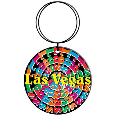 Las Vegas (Step/Repeat) Chip Key Chain w/Clear Mirrored Back (8 Square Inch)