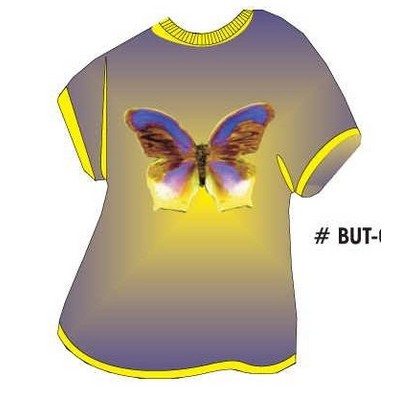 Purple & Yellow Butterfly T Shirt Acrylic Coaster w/Felt Back