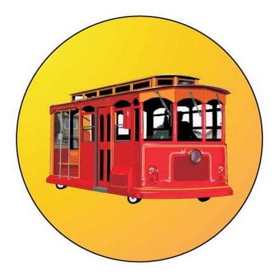 Cable Car Round Badge w/ Bar Pin (2 1/2" Diameter)