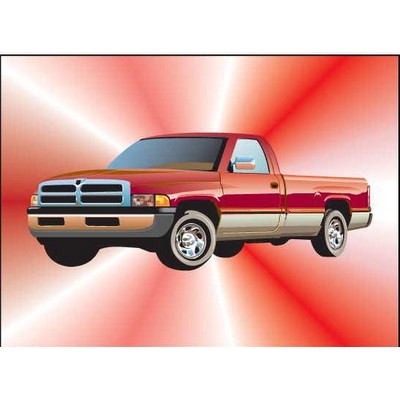 Red Pick Up Truck Rectangle Badge w/ Bar Pin (2 1/2"x3 1/2")
