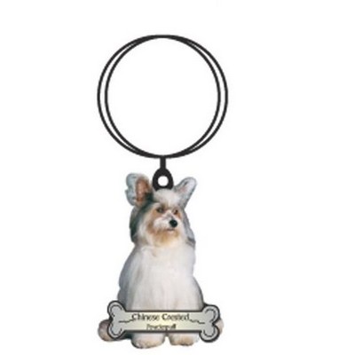 Powderpuff Dog Keychain w/Mirrored Back (2 Square Inch)