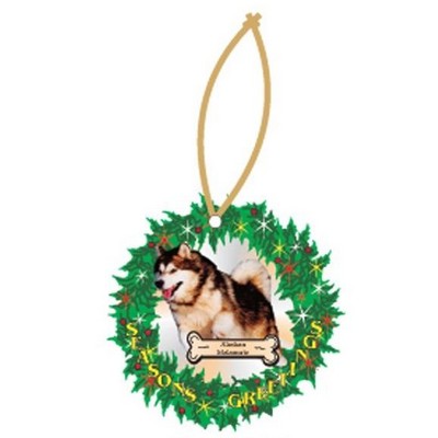 Alaskan Malamute Dog Executive Wreath Ornament w/ Mirror Back (4")