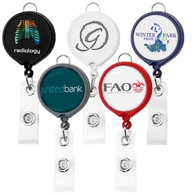 Large Face Retractable Badge Reel w/lanyard attachment - Opaque