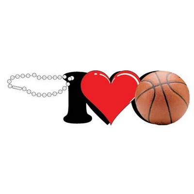 I Love Basketball Promotional Key Chain w/ Black Back (10 Square Inch)