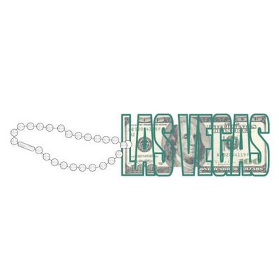 Las Vegas Block Letter $100 Bill Key Chain w/ Black Back (10 Square Inch)