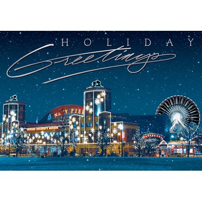 Chicago Navy Pier Full Bleed Holiday Greeting Card