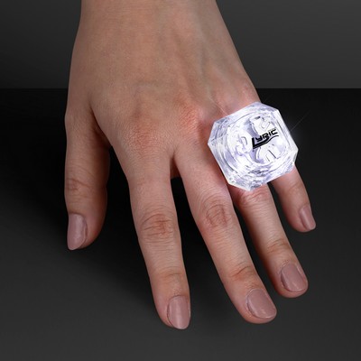 White Princess Cut Huge Diamond LED Rings - PRINTED