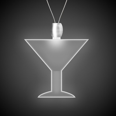 24" White Martini Light-Up Pendant Necklace(Pad Print)