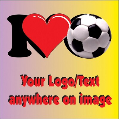I Love Soccer Metal Photo Magnet w/ Magnetic Back (2 1/2" Square)