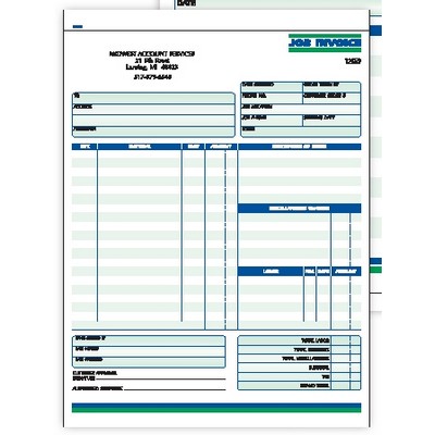 Ruled 2 Part Job Invoice Form - 8½"x 11"