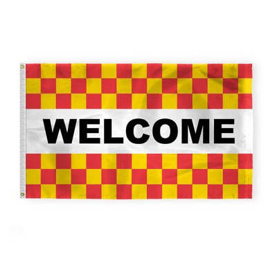 Welcome Checkered Flags 3x5 foot
