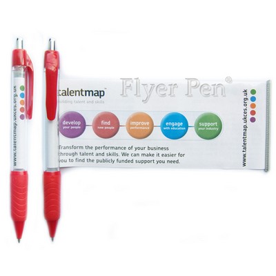 Clear Barrel Banner Pen with Solid Color Trim