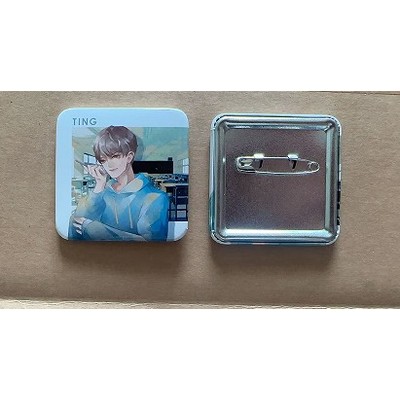 2" Square Shaped Tin Button