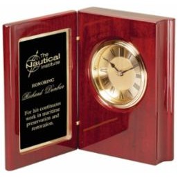 Elegant Piano Finish Book Clock, 5 1/2" x 7 1/2"