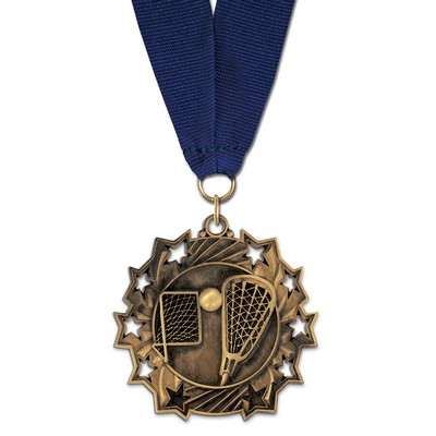 Lacrosse TS Medal w/Grosgrain Neck Ribbon (2¼")