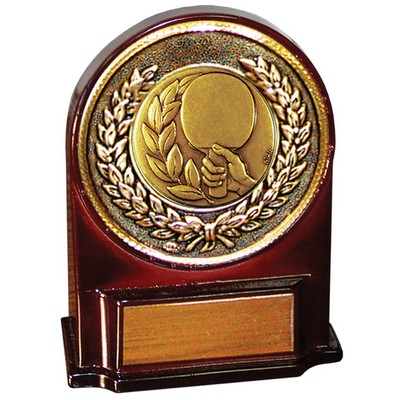Stock 5 1/2" Medallion Award With 2" Table Tennis Coin and Engraving Plate