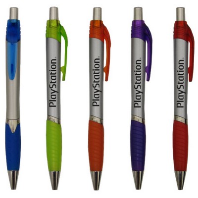 Silver Slim Grip Neon Pen