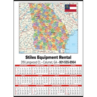 Small Georgia State Map Year-In-View® Calendar