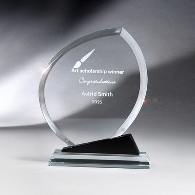 Promo Glass Clear Leaf on Black and Clear Glass Base (Large)