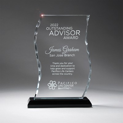 Pearl Edge Scroll Glass on Black Base (Medium)