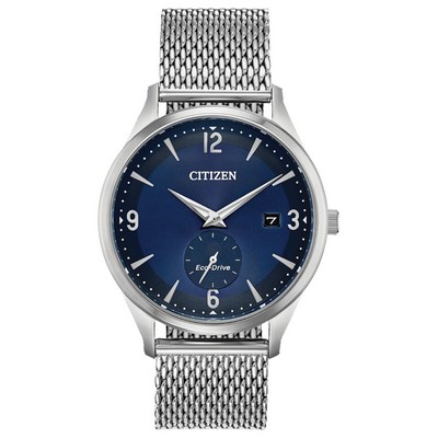 Citizen® Men's Drive BTW Eco-Drive Watch W/ SS Mesh Bracelet & Blue Dial