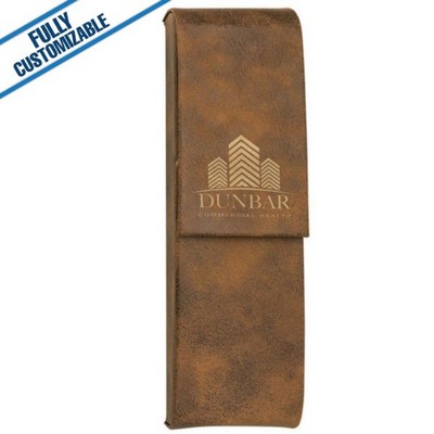 Rustic Gold Leatherette - Double Pen Case