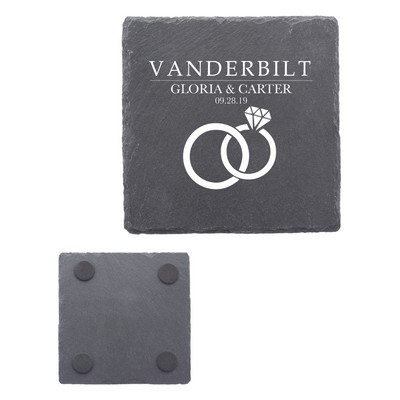 Union Printed - Square-Shaped Slate Coasters Black EVA Bottom Pads on the Back