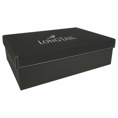 11 3/4" x 7 3/4" Black/Silver Leatherette Gift Box