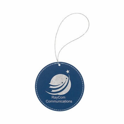 Blue/Silver Leatherette Round Ornament